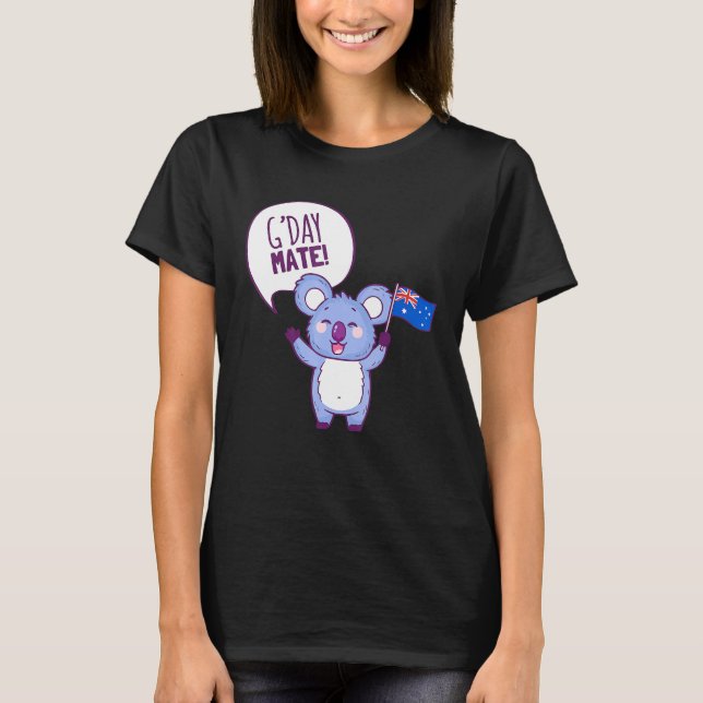 Camiseta Gday Mate Funny Aussie Koala Feriado na Austrália (Frente)