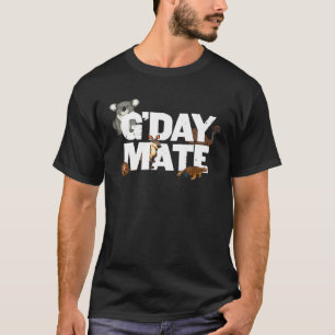 Camiseta Gday Mate Funny Austrália Animais Kangaroo Koala