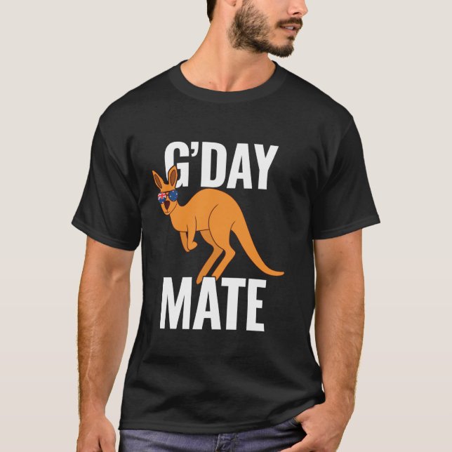Camiseta G'Day Mate Funny Kangaroo Australian Flag Straya A (Frente)