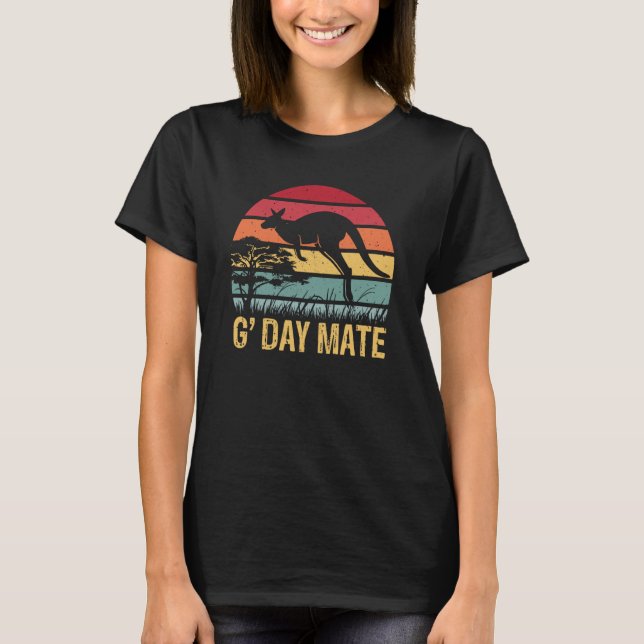 Camiseta G'Day Mate Kangaroo Aussie Austrália Roo G'Day Mat (Frente)