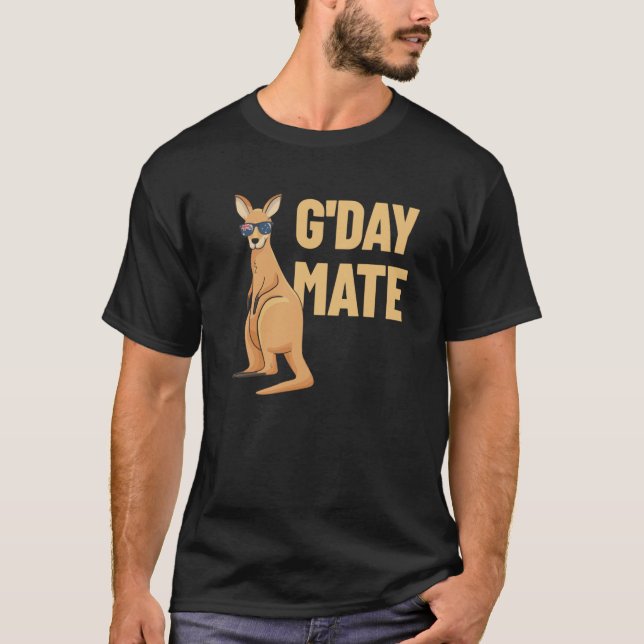 Camiseta G'Day Mate Kangaroo Aussie Austrália Roo G'Day Mat (Frente)
