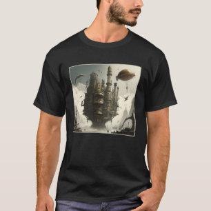 Camiseta Gear Mecânico Retrocientífico Trabalho de arte da 