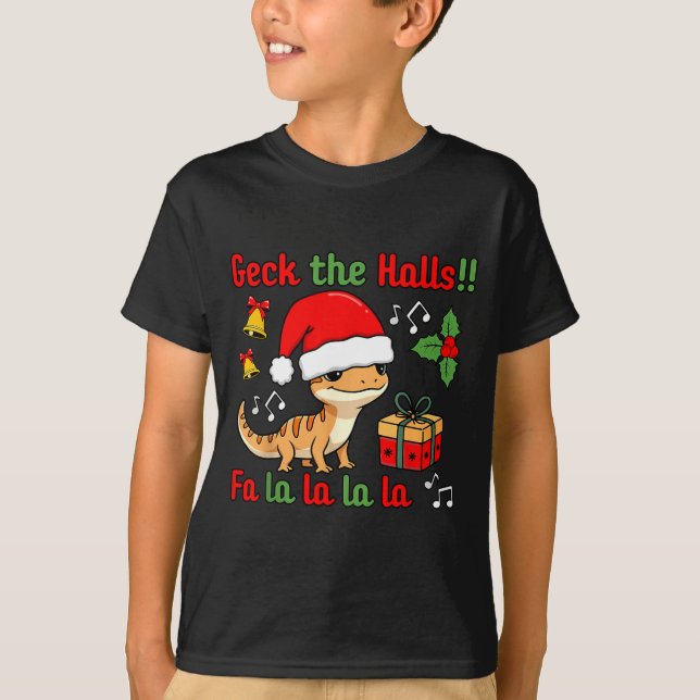 Camiseta Geck The Halls Leopard Gecko Christmas Pun Pet Own (Frente)