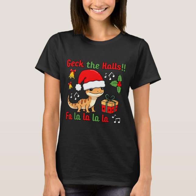 Camiseta Geck The Halls Leopard Gecko Christmas Pun Pet Own (Frente)