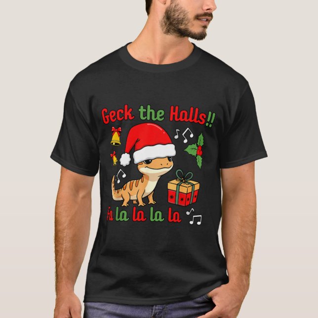 Camiseta Geck The Halls Leopard Gecko Christmas Pun Pet Own (Frente)