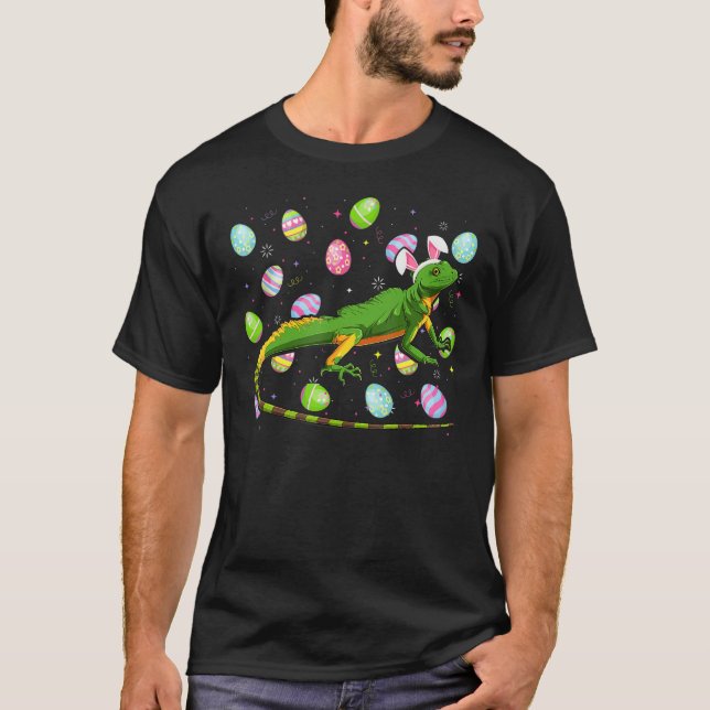 Camiseta Gecko Bunny Easter Ovo Funny Gecko Páscoa domingo (Frente)