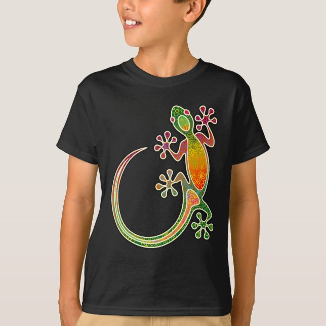 Camiseta Gecko Floral Tribal Art (Frente)