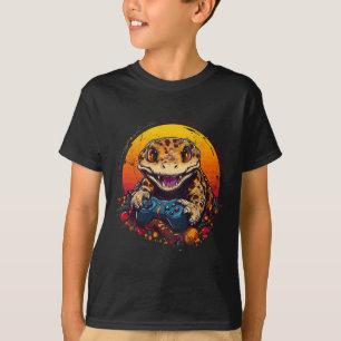 Camiseta Gecko Jogando Vídeo Jogo Lizard & Répteis Gam