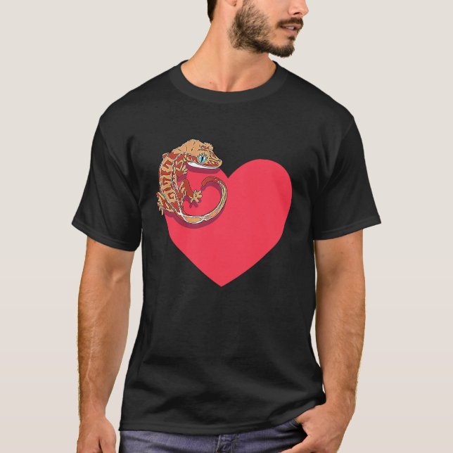 Camiseta Gecko Love Crested Gecko Lover Gecko Heart Cute Cr (Frente)