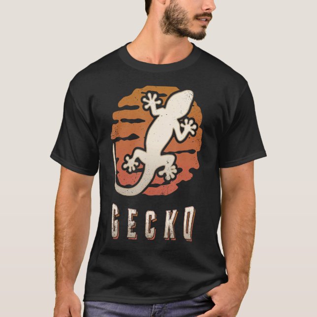 Camiseta Gecko Vintage Retro Classic Animal Sunset (Frente)