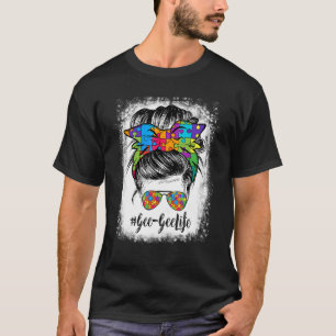 Camiseta Gee Life Messy Bun Hair Bandana Óculos Autismo