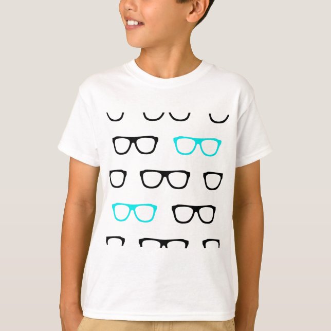 Camiseta geek azul de óculos geeks (Frente)