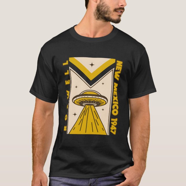 Camiseta geek De Nerd Ufo Do Roswell, Novo México, 1947 (Frente)
