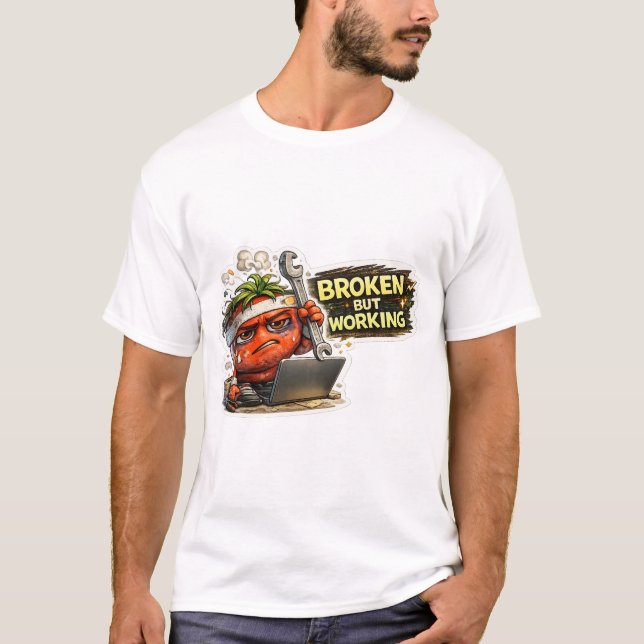 Camiseta Geek de PC Retro Engraçada e Funcionando  (Frente)