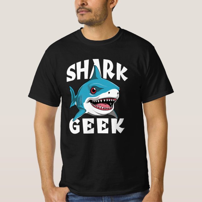 Camiseta Geek de tubarão - Design cúmulo para os pavimentõe (Frente)