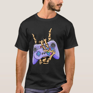 Camiseta Geek Jogador Skeleton Vídeo Jogo Engraçado Hallow