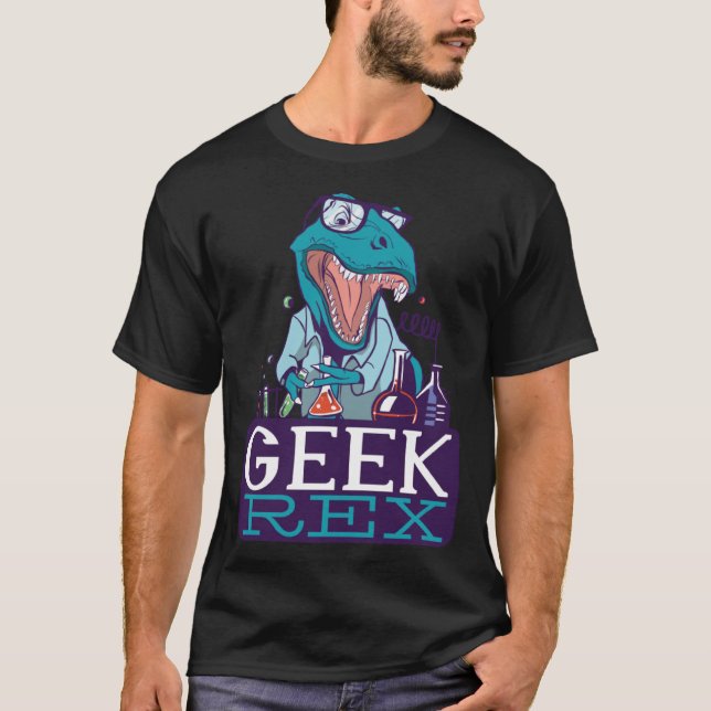 Camiseta Geek Rex Rex Science Dinossaur Professor gráfico (Frente)