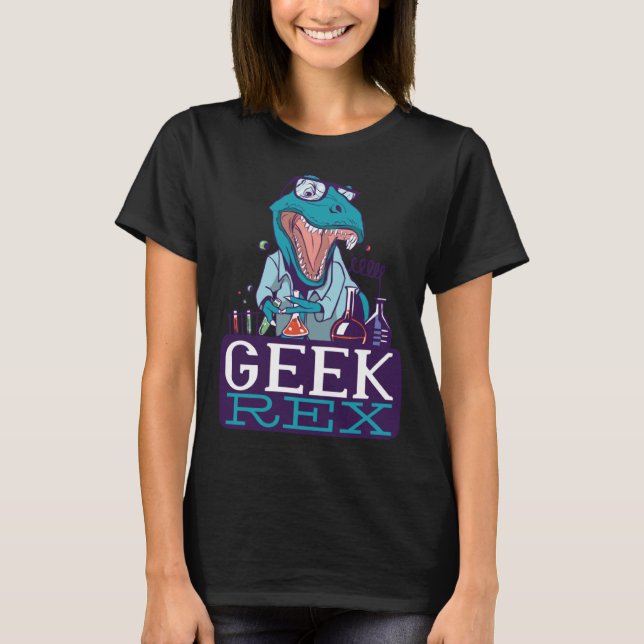 Camiseta Geek Rex Rex Science Dinossaur Professor gráfico (Frente)