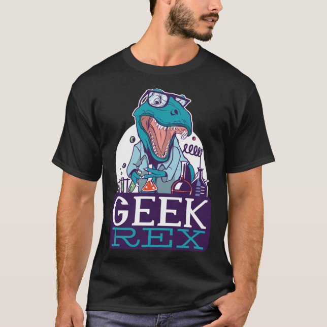 Camiseta Geek Rex T-Rex Dinossaur Cientistas Engraçados Shi (Frente)