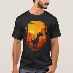 Camiseta Geek T-Rex Dinossauro Pixel Art No Internet Connec