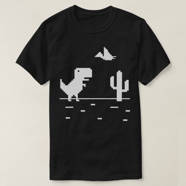 Camiseta GEEK TRex Trex Dinossaur Pixel Art Con de Internet (Frente do Design)