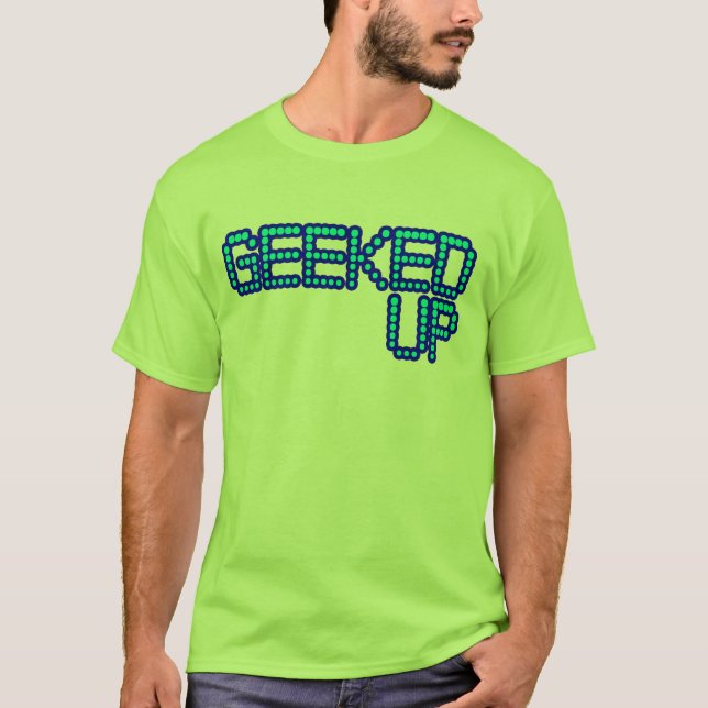 Camiseta GEEKED ACIMA das caras azuis da dança do empurrão (Frente)