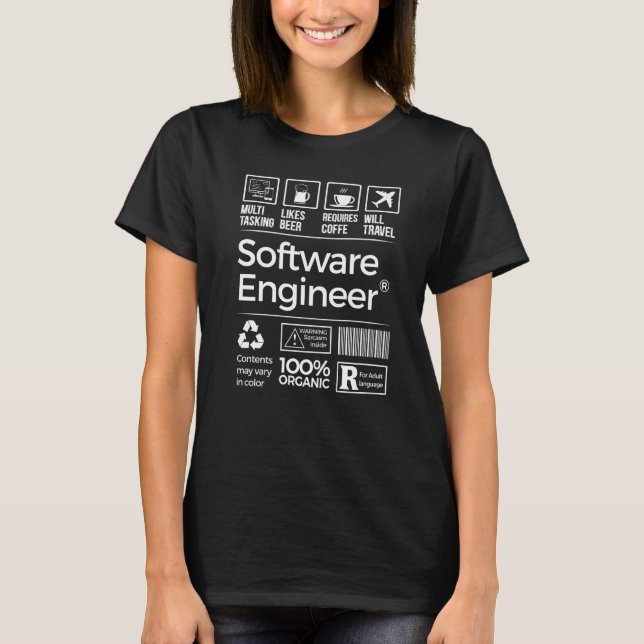 Camiseta Geeky de TI Nerd de Computador Engenheiro de Softw (Frente)