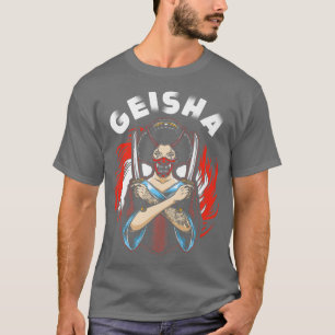 Camiseta Geisha com KatanaJaponesa ArteJapão Geisha Mulhere