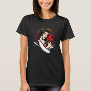 Camiseta Geisha Com O Demônio Da Máscara Oni
