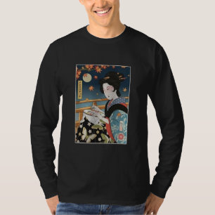 Camiseta Geisha Cross Stitch Mãe Ukiyoe Geisha Crochet Mã