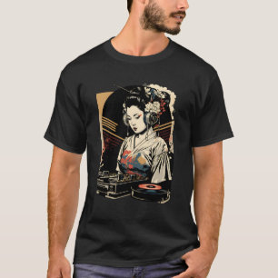 Camiseta Geisha Edm Dj Japonês Kimono Vaporwave Aestético