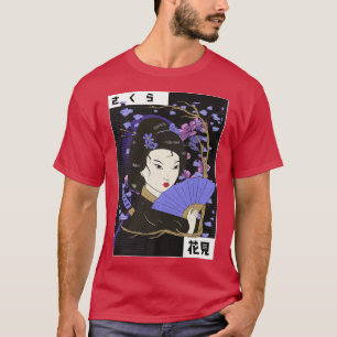 Camiseta Geisha Girl Sakura Cherry Blossom Japão Art Cultur