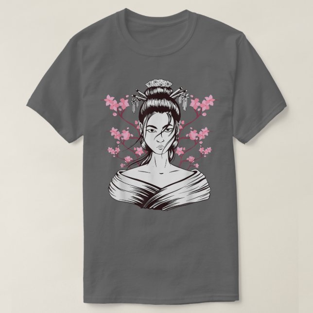 Camiseta Geisha Girl Sakura Cherry Blossom Japão Art Japane (Frente do Design)