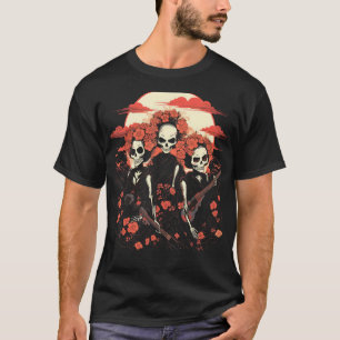 Camiseta Geisha Girls Skeleton Japonês Gótico Estético #755