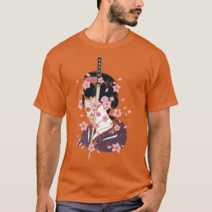 Camiseta Geisha Japonês com Geisha e Cherry Blossom e