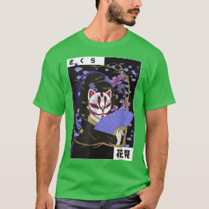 Camiseta Geisha Japonês Kawaii Geisha Girl Sakura Cherry B