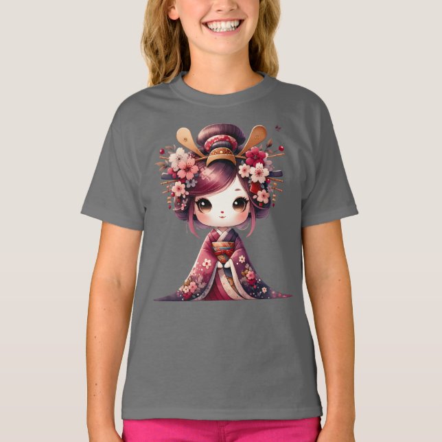 Camiseta Geisha Japonesa Fofa (Frente)