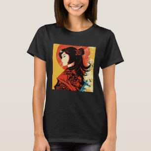 Camiseta Geisha Kimono Japonês Samurai Feminino Vintage Ret