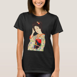 Camiseta Geisha Maiko Kimono Japão pintando Kawase