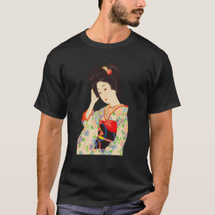 Camiseta Geisha Maiko Kimono Japão pintando Kawase