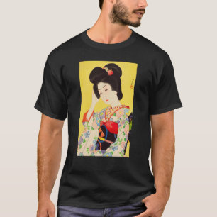 Camiseta Geisha Maiko Kimono Japão pintando Kawase