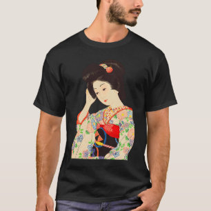 Camiseta Geisha Maiko Kimono Japonês Japão pintura Kawase