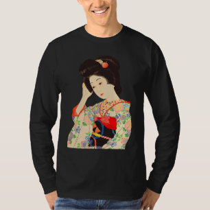 Camiseta Geisha Maiko Kimono Japonês Japão pintura Kawase
