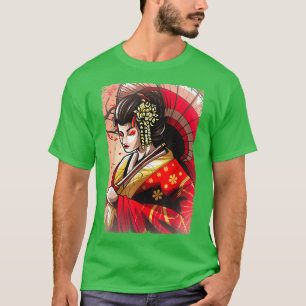 Camiseta Geisha, mulher do Japão, florada