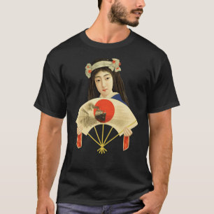 Camiseta Geisha promove viagem no Japão, japonês Vintage