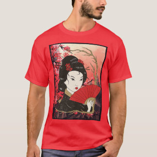 Camiseta Geisha Sakura Cherry Blossom Geisha Girl Japan Cul