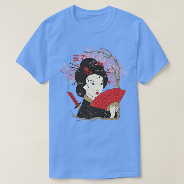 Camiseta Geisha Sakura Cherry Blossom Geisha Girl Japan Cul (Frente do Design)