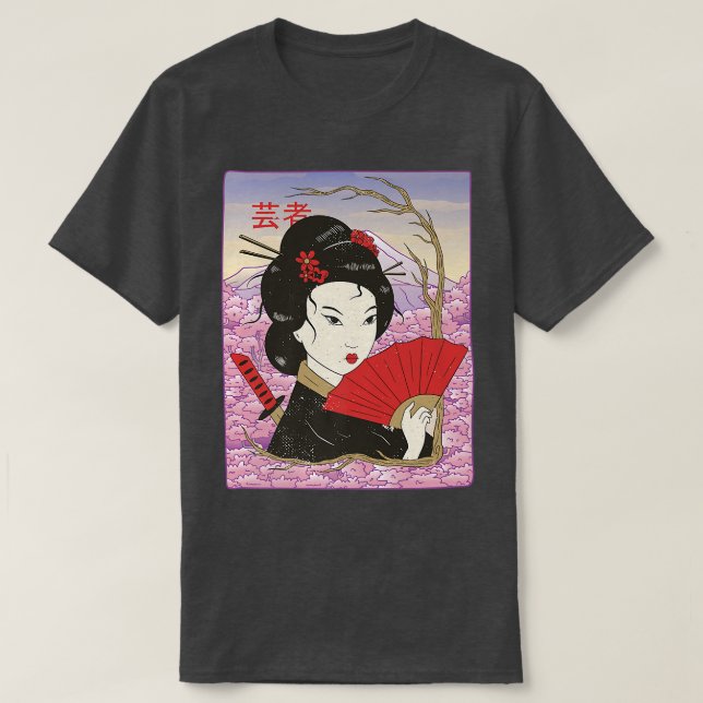Camiseta Geisha Samurai Japão Cultura Japonês Kawaii Geish (Frente do Design)