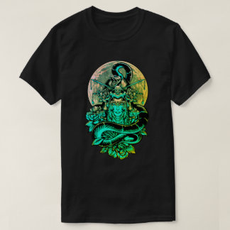 Camiseta Geisha teal e floral preto