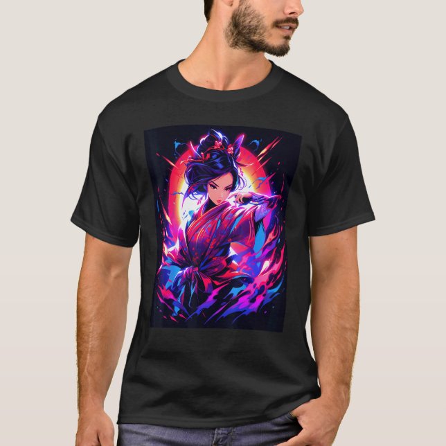 Camiseta Geisha's Gaze Serene Elegance Graphic (Frente)